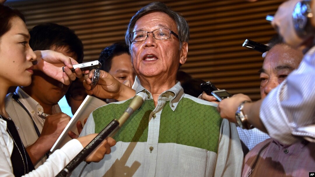 Mantan Gubernur Okinawa, Takeshi Onaga, 7 Agustus 2015. (Foto: dok).