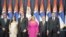 Mladen Ivanić, Tamara i Aleksandar Vučić, Kolinda Grabar Kitarović, Đorđe Ivanov i Milorad Dodik na prijemu u Palati Srbija (foto RFE)