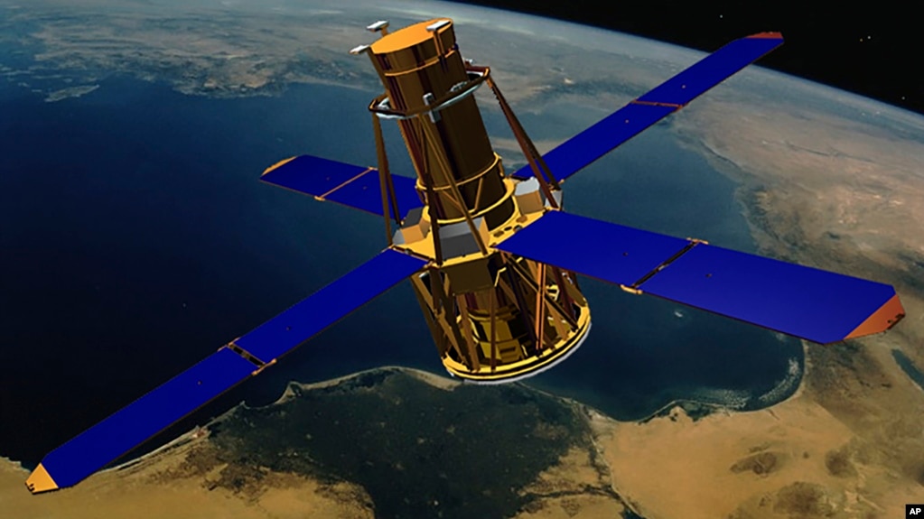 This illustration provided by NASA depicts the non-operating RHESSI (Reuven Ramaty High Energy Solar Spectroscopic Imager) solar observation satellite.(NASA via AP)