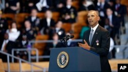 President Barack Obama speaks during an Armed Forces Full Honor Farewell Review for the president, Jan. 4, 2017, at Conmy Hall, Joint Base Myer-Henderson Hall, Virginia.