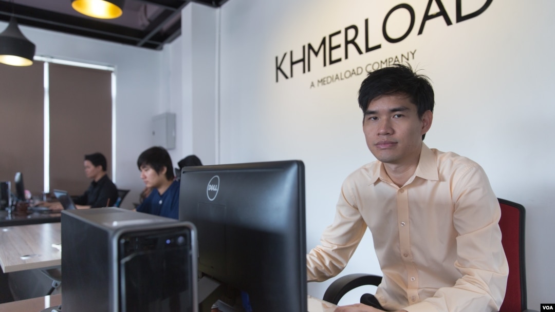 In Vichet, founder and CEO of Khmerload.com and a leading Cambodian online shopping business Little Fashion, sits at his office in Phnom Penh, Cambodia on March 24, 2017. (Neou Vannarin/VOA Khmer) 