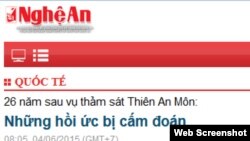 Báo Nghệ An là tờ duy nhất đăng tin về vụ Thiên An Môn nhân 26 năm ngày xảy ra cuộc thảm sát đẫm máu.