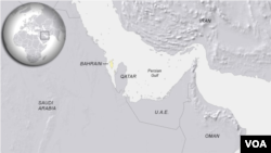 Map of Bahrain, Oman and Saudi Arabia