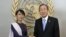 Aung San Suu Kyi with United Nations Secretary General Ban Ki-moon at the U.N, Sept. 21, 2012. 