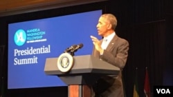 President Barack Obama addressing Mandela Washington fellows in Washington DC.