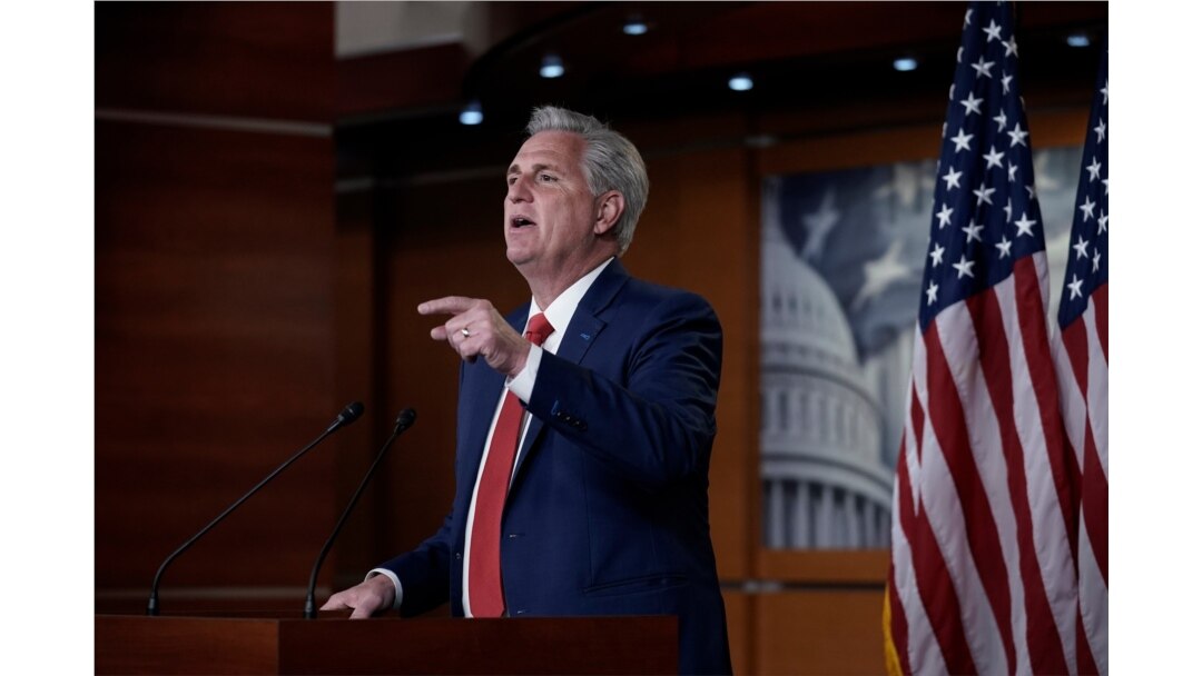 FILE - House Minority Leader Kevin McCarthy, R-Calif., gives his assessment of the GOP's performance in the election as he speaks with reporters at the Capitol in Washington, Nov. 4, 2020.