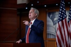 FILE - House Minority Leader Kevin McCarthy, R-Calif., gives his assessment of the GOP's performance in the election as he speaks with reporters at the Capitol in Washington, Nov. 4, 2020.