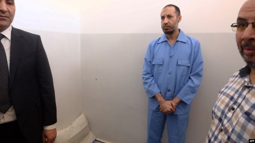 Umuhungu wa gatatu w'uwahoze atwara Libiya, Khadafi, Saadi, mw'ibohero rya Al-Hadba, i Tripoli, kw'itariki 10/08/2015.