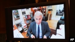 Dr. Anthony Fauci, director of the National Institute of Allergy and Infectious Diseases speaks remotely during a virtual Senate Committee for Health, Education, Labor, and Pensions hearing, Tuesday.