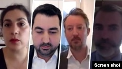از راست: جاشوا رونر، کریستین امری، بیژن احمدی، و نگار مرتضوی