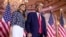 Former President Donald Trump stands on stage with former first lady Melania Trump after he announced a run for president for the third time at Mar-a-Lago in Palm Beach, Fla., Tuesday, Nov. 15, 2022. 