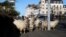 Goats are seen on a sidewalk, as the spread of the coronavirus disease (COVID-19) continues, Llandudno, Wales, Britain February 22, 2021. 