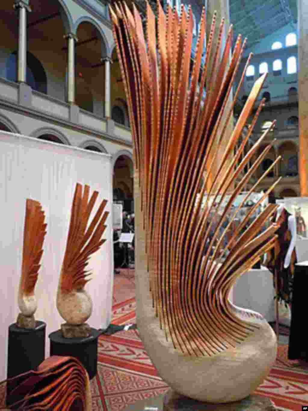 Sculptural form cut and sawn from green Madrone Burl, by wood artist Christian Burchard.