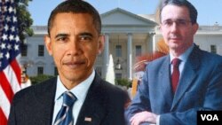El presidente Obama se reunió por primera vez con el presidente Uribe (Colombia) en la Casa Blanca.