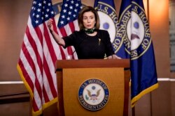 House Speaker Nancy Pelosi of Calif., speaks during a news conference on Capitol Hill, May 14, 2020, in Washington.