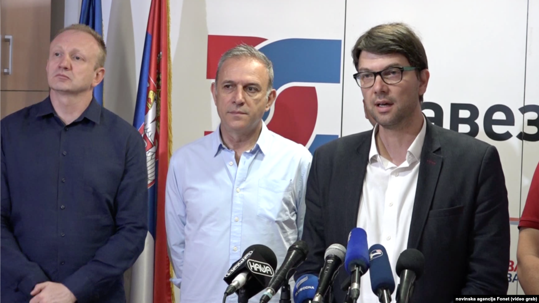 Potpredsednika Narodne stranke i šef odborničke grupe SZS u Skupštini Beograda Nikola Jovanović na konferenciji za štampu, Foto: video grab 