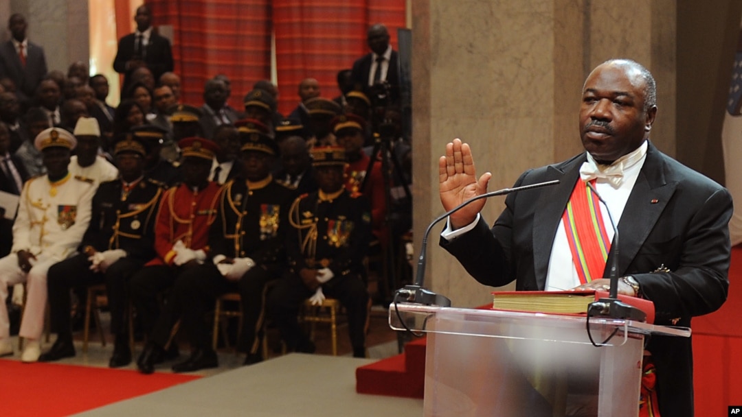 Gabon's President Ali Bongo Ondimba, as he is sworn in for a second term in Libreville, Gabon, Sept. 27, 2016. Gabon has replaced three ministers, including the oil minister, the government said in a statement late on Monday.