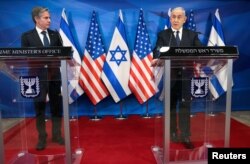 Israeli Prime Minister Benjamin Netanyahu and U.S. Secretary of State Anthony Blinken hold a joint news conference in Jerusalem, May 25, 2021.