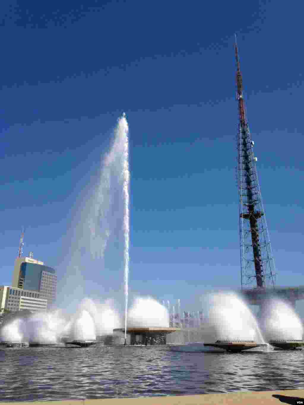 A broadcast antennae in Brasilia, Brazil, June 21, 2014. (Nicolas Pinault/VOA)