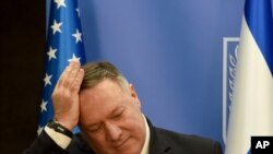 El secretario de estado Mike Pompeo, durante la conferencia de prensa con el primer ministro israelí Benjamin Netanyahu, en Jerusalén, el lunes 24 de agosto de 2020.