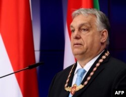 FILE —Hungarian Prime minister, Viktor Orban gives a press conference in Banja Luka, on April 5, 2024.