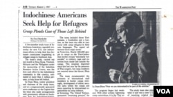 Bài báo Washington Post ngày 3 tháng 3, 1987, tường thuật buổi họp báo của tác giả tại Thượng viện Hoa Kỳ. (Hình: tác giả cung cấp)