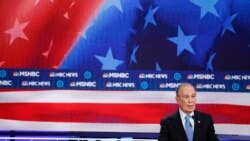 Democratic presidential candidates, former New York City Mayor Mike Bloomberg speaks during a Democratic presidential primary debate Wednesday, Feb. 19, 2020, in Las Vegas, hosted by NBC News and MSNBC. (AP Photo/John Locher)