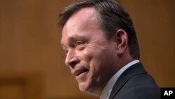 Christopher R. Sharpley appears before the Senate Intelligence Committee to be confirmed as the CIA inspector general, on Capitol Hill in Washington, Oct. 17, 2017. 