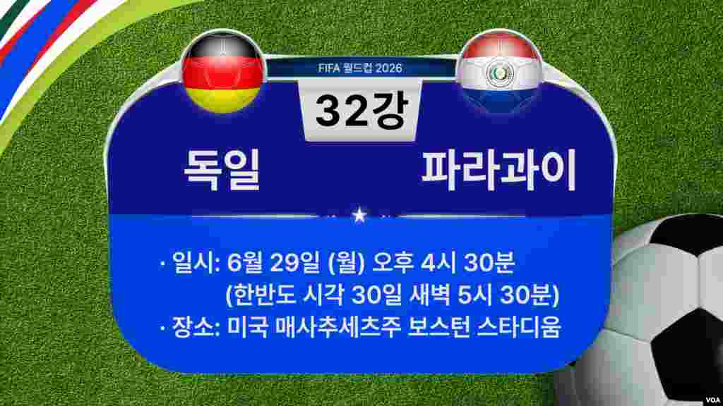 [2026 북중미 월드컵] 32강 경기...독일 VS. 파라과이