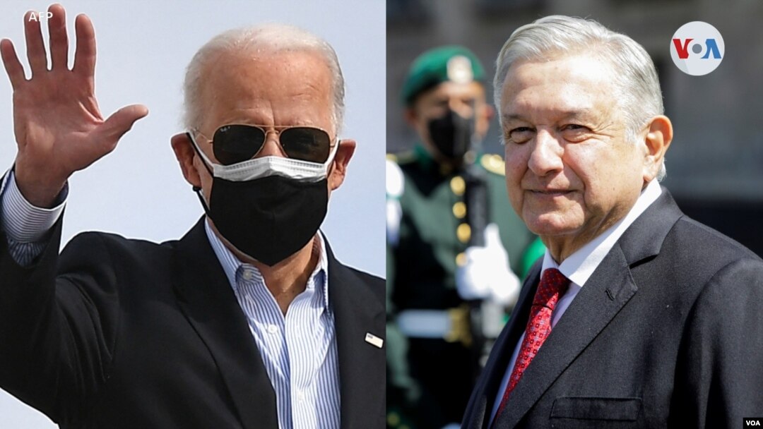 Composición del presidente de EE.UU., Joe Biden, a la izquierda, y de su homólogo de México, Andrés Manuel López Obrador, quienes conversarán de manera virtual el 1 de marzo de 2021.