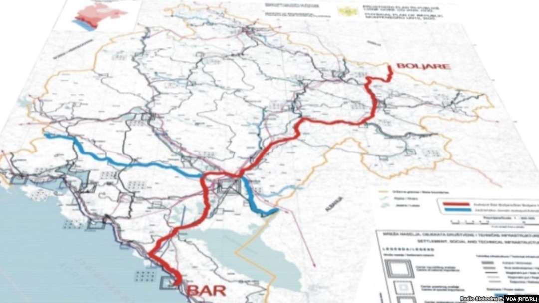 Mapa autoputa Bar - Boljare