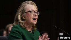 U.S. Secretary of State Hillary Clinton testifies on the September attack on U.S. diplomatic sites in Benghazi, Libya during a congressional hearing on Capitol Hill in Washington January 23, 2013. 