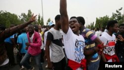 Des chiites lors d'une protestation contre la détention de leur chef El Zakzaky à Abuja, au Nigeria, le 4 avril 2018