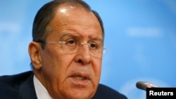 El ministro de Relaciones Exteriores ruso, Sergei Lavrov, durante una conferencia de prensa sobre la política exterior de Rusia en 2016. Moscú, enero 17 de 1917.