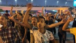 Small groups of protesters gather in central Cairo shouting anti-government slogans, Sept. 20, 2019.