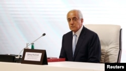 FILE - Zalmay Khalilzad, U.S. envoy for peace in Afghanistan is seen during talks between the Afghan government and Taliban insurgents in Doha, Qatar, Sept. 12, 2020. 