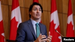Премьер-министр Канады Джастин Трюдо выступает на пресс-конференции в Оттаве. 19 января 2022 г. 