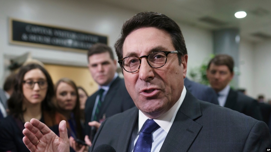 Speaking to reporters, Jay Sekulow, President Donald Trump's personal lawyer, attacks the Democrat's arguments in the impeachment trial of the president on charges of abuse of power and obstruction of Congress, in Washington, Jan. 24, 2020. 