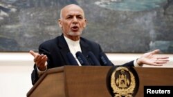 Ashraf Ghani, conférence de presse, Kaboul, Afghanistan, le 15 juillet 2018.