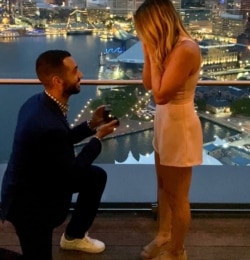 Ryan Malaeb proposes to Ameera Ahmadieh in Baltimore in September 2020. (Photo courtesy Ameera Ahmadieh)