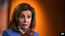 House Speaker Nancy Pelosi, D-Calif., speaks during a news conference on Capitol Hill, July 2, 2020, in Washington.