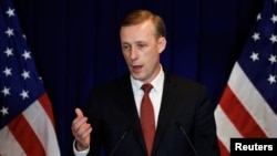 FILE - White House national security adviser Jake Sullivan speaks during a press conference in Beijing, China, Aug. 29, 2024. Sullivan announced Sept. 5, 2024, that the United States secured the release of 135 political prisoners detained in Nicaragua.