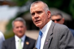 FILE - Rep. Matt Rosendale, R-Mont., speaks at a news conference held by members of the House Freedom Caucus on Capitol Hill in Washington, July 29, 2021.