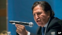 FILE - In this May 24, 2017, file photo, Peru's former President Alejandro Toledo addresses the United Nations in New York. 