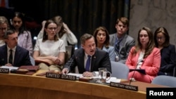 2026年4月7日，美国常驻联合国大使迈克·华尔兹(Mike Waltz)在联合国安全理事会举行的关于霍尔木兹海峡决议的会议上发表讲话。