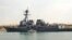 FILE - The U.S. destroyer USS Mason sails in the Suez canal in Ismailia, Egypt, March 12, 2011. Two missiles fired from rebel-held territory in Yemen landed near the destroyer in the Red Sea.