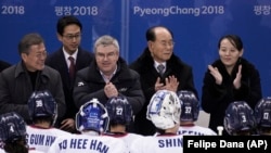 The North Korean women's ice hockey team joined with South Korea and participated in the 2018 winter Olympics in South Korea. (AP Photo/Felipe Dan)