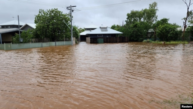 A view of flooding in Fitzroy Crossing, Australia Jan. 3, 2023 in this picture obtained from social media. Callum Lamond/via REUTERS