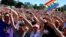 Supporters of the 'Yes' vote for marriage equality celebrate after it was announced the majority of Australians support same-sex marriage in a national survey.