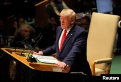 U.S. President Donald Trump addresses the 74th session of the United Nations General Assembly at U.N. headquarters in New York City, Sept. 24, 2019.